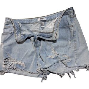 Forever 21 Light Blue Distressed High-Rise Denim Shorts